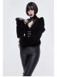 Gothic Vintage-Carved Hook Clasp Big Stand V-Collar Rabbit Hair Lace Cuff Black Jacquard Weft Velveteen Long Men Coat