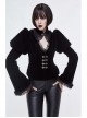 Gothic Vintage-Carved Hook Clasp Big Stand V-Collar Rabbit Hair Lace Cuff Black Jacquard Weft Velveteen Long Men Coat