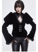 Gothic Vintage-Carved Hook Clasp Big Stand V-Collar Rabbit Hair Lace Cuff Black Jacquard Weft Velveteen Long Men Coat