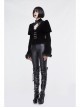 Gothic Vintage-Carved Hook Clasp Big Stand V-Collar Rabbit Hair Lace Cuff Black Jacquard Weft Velveteen Long Men Coat