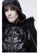 Gothic Metal Chain Decorated Black Jacquard Woolen Hooded Fur Collar Cloak