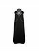 Gothic Metal Chain Decorated Black Jacquard Woolen Hooded Fur Collar Cloak