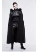 Gothic Metal Chain Decorated Black Jacquard Woolen Hooded Fur Collar Cloak