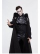 Gothic Metal Chain Decorated Black Jacquard Woolen Hooded Fur Collar Cloak