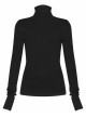 High Collar Chest Cross Hasp Long Sleeve Finger Holes Cuff Black Tight Punk T-Shirt