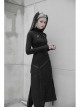 High Collar Chest Cross Hasp Long Sleeve Finger Holes Cuff Black Tight Punk T-Shirt