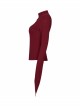 Small High Collar Neck Oblique Flap Shoulder Pad Sharp Horn Sleeve Red Punk T-Shirt