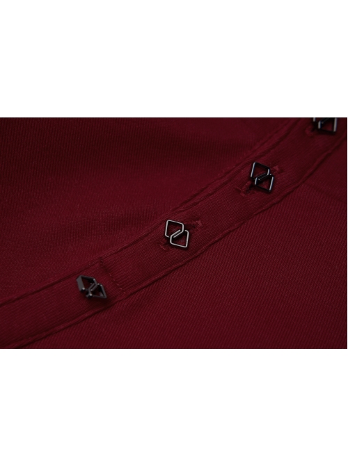 Small High Collar Neck Oblique Flap Shoulder Pad Sharp Horn Sleeve Red Punk T-Shirt