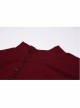 Small High Collar Neck Oblique Flap Shoulder Pad Sharp Horn Sleeve Red Punk T-Shirt