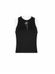 Round Collar Printed Black Punk Tight Vest