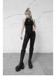 Round Collar Printed Black Punk Tight Vest