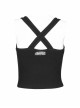 Black Back Cross Strap Side National Wind Seal Logo Printed Punk Vest