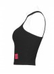 Black Back Cross Strap Side National Wind Seal Logo Printed Punk Vest