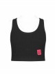 Black Back Cross Strap Side National Wind Seal Logo Printed Punk Vest