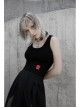 Black Back Cross Strap Side National Wind Seal Logo Printed Punk Vest