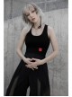 Black Back Cross Strap Side National Wind Seal Logo Printed Punk Vest