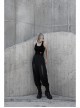 Black Back Cross Strap Side National Wind Seal Logo Printed Punk Vest