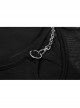 Square Collar Splice Mesh Chest Hollow-Out Chain Short Sleeve Black Punk T-Shirt