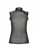 Small High Collar Slant Placket Metal Buckle Black Punk Mesh Vest