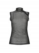 Small High Collar Slant Placket Metal Buckle Black Punk Mesh Vest