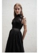 Small High Collar Slant Placket Metal Buckle Black Punk Mesh Vest