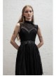 Small High Collar Slant Placket Metal Buckle Black Punk Mesh Vest