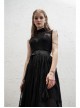 Small High Collar Slant Placket Metal Buckle Black Punk Mesh Vest