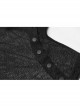 Small High Collar Slant Placket Metal Buckle Black Punk Mesh Vest