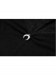 Small High Collar Chest Splice Printed Lace Mesh Moon Pendant Short Sleeve Black Punk T-Shirt