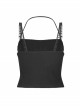 Moon Printed Halter Lace Frill Shoulder Strap Black Punk Camisole