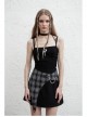 Moon Printed Halter Lace Frill Shoulder Strap Black Punk Camisole
