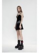 Moon Printed Halter Lace Frill Shoulder Strap Black Punk Camisole