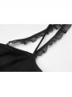 Moon Printed Halter Lace Frill Shoulder Strap Black Punk Camisole