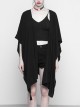 Black Mesh Back Lunar Eclipse Printing Tassel Pendant Hem Gothic Suntan-Proof Shawl