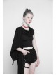Black Mesh Back Lunar Eclipse Printing Tassel Pendant Hem Gothic Suntan-Proof Shawl