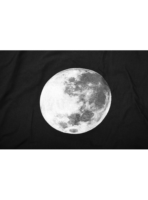 Black Mesh Back Lunar Eclipse Printing Tassel Pendant Hem Gothic Suntan-Proof Shawl