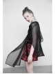 Black Chiffon Asymmetrical Hem Long Sleeve Gothic Suntan-Proof Shawl