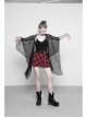 Black Chiffon Asymmetrical Hem Long Sleeve Gothic Suntan-Proof Shawl