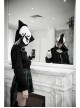 Skeleton Printing Oversized Wizard Hat Black Punk Short Profile Jacket