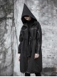 Sharp Angle Wizard Hat Personality Zipper Waist Drawstring Black Punk Long Windbreaker