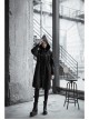 Sharp Angle Wizard Hat Personality Zipper Waist Drawstring Black Punk Long Windbreaker