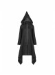 Sharp Angle Wizard Hat Moon-Shaped Zipper Asymmetrical Hem Black Punk Long Coat