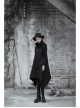 Sharp Angle Wizard Hat Moon-Shaped Zipper Asymmetrical Hem Black Punk Long Coat