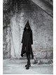 Sharp Angle Wizard Hat Moon-Shaped Zipper Asymmetrical Hem Black Punk Long Coat