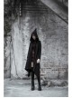 Sharp Angle Wizard Hat Moon-Shaped Zipper Asymmetrical Hem Black Punk Long Coat
