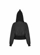 Black Sharp Angle Wizard Hat Letter Embroidery Metal Buckle Fake Waist Seal Hem Punk Short Jacket
