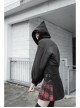 Black Sharp Angle Wizard Hat Letter Embroidery Metal Buckle Fake Waist Seal Hem Punk Short Jacket