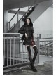 Black Sharp Angle Wizard Hat Letter Embroidery Metal Buckle Fake Waist Seal Hem Punk Short Jacket