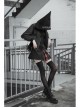 Black Sharp Angle Wizard Hat Letter Embroidery Metal Buckle Fake Waist Seal Hem Punk Short Jacket