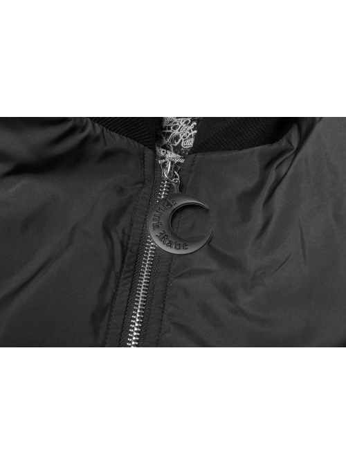 Black Sharp Angle Wizard Hat Letter Embroidery Metal Buckle Fake Waist Seal Hem Punk Short Jacket